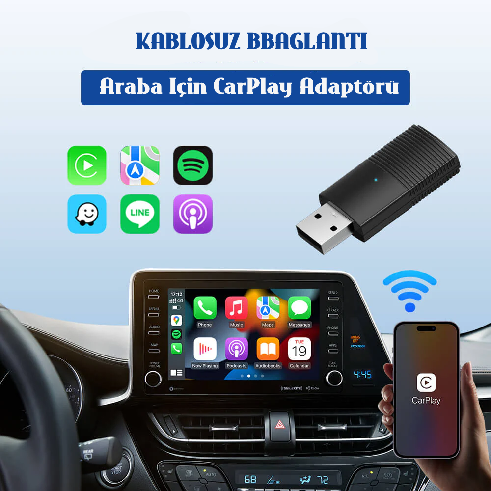 Ottomotion™ Mini Kablosuz CarPlay / Android Auto Adaptörü